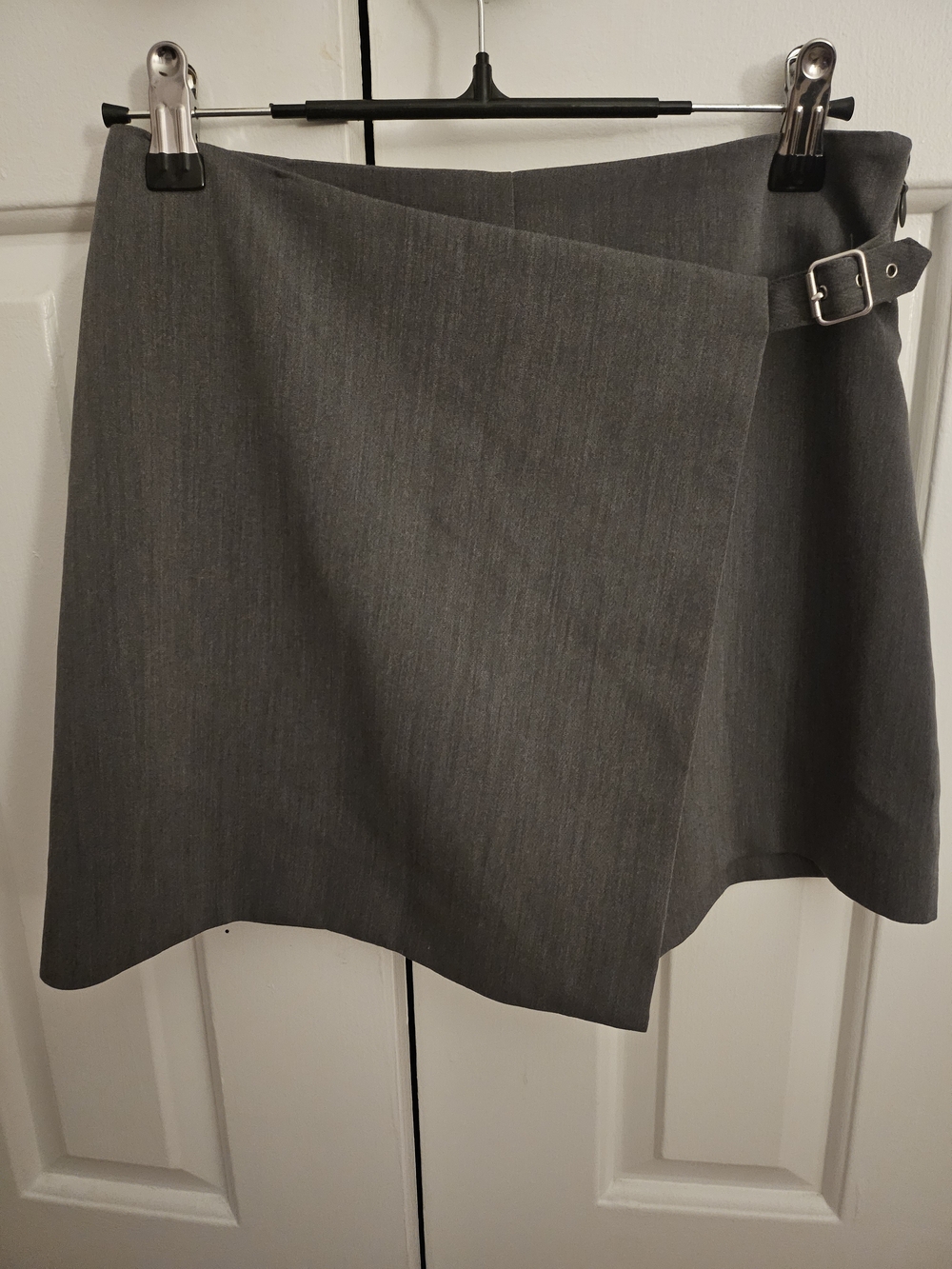 H&M Gray Wrap-Front Skort with Side Buckle